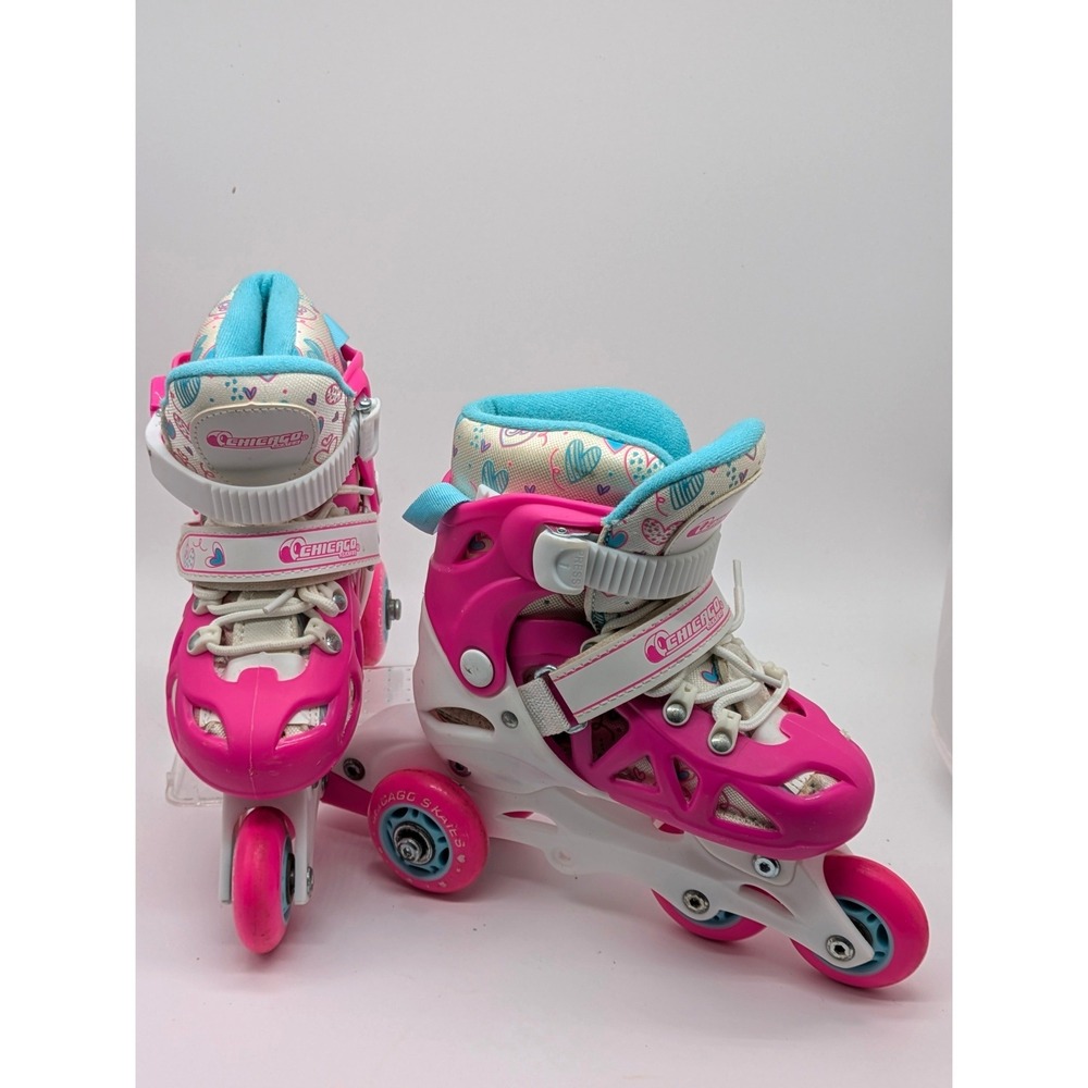 Chicago Girls Adjustable Inline Roller Skates Pink White Youth J10-J13
